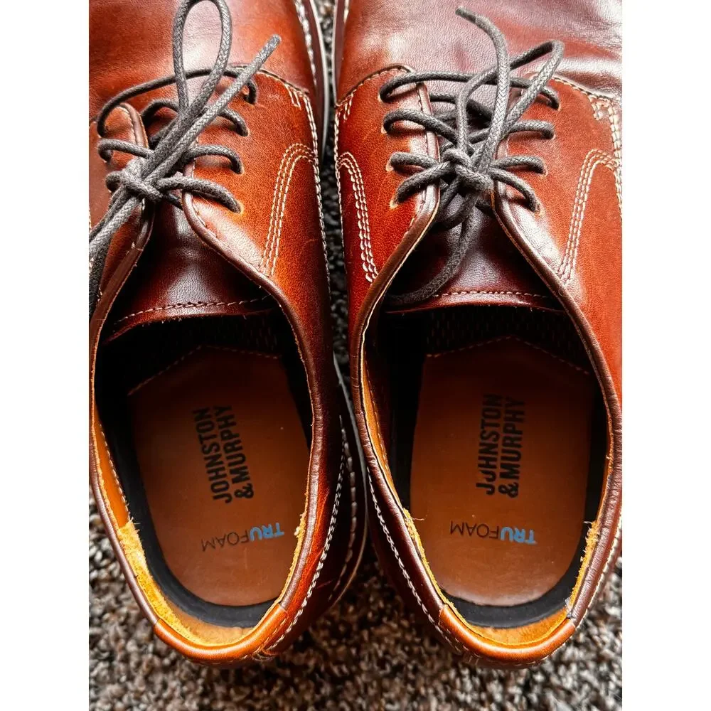 Johnston & Murphy TruFoam Brown Leather Oxford Shoes Men’s Size 9.5 Lace-Up
